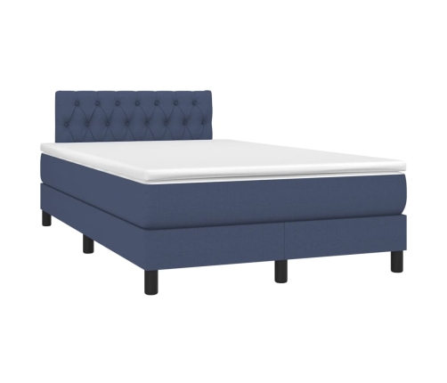 Cama box spring con colchón tela azul 120x190 cm