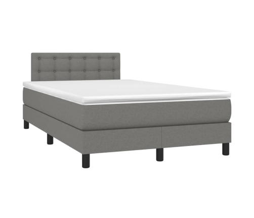 Cama box spring con colchón tela gris oscuro 120x190 cm