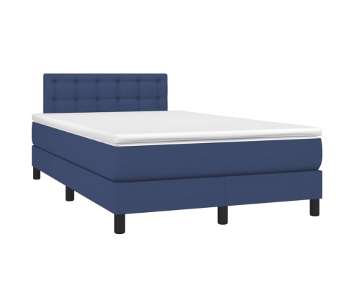 Cama box spring con colchón tela azul 120x190 cm