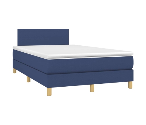 Cama box spring con colchón tela azul 120x190 cm