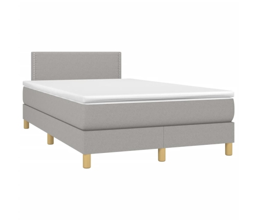 Cama box spring con colchón tela gris claro 120x190 cm