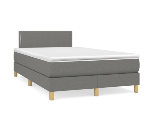 Cama box spring con colchón tela gris oscuro 120x190 cm