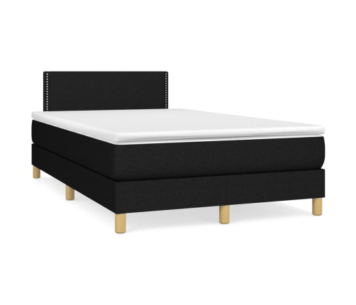 Cama box spring con colchón tela negro 120x190 cm