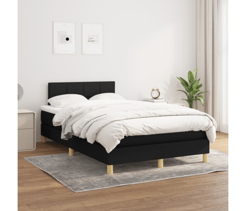 Cama box spring con colchón tela negro 120x190 cm