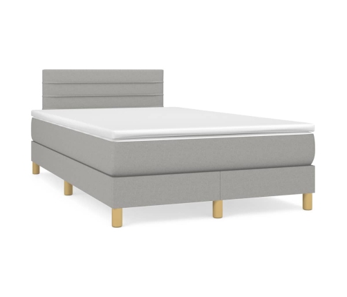 Cama box spring con colchón tela gris claro 120x190 cm