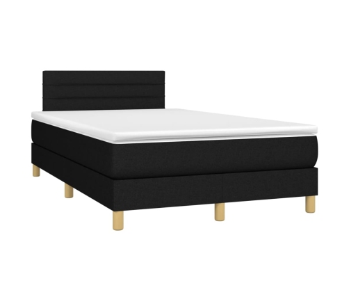 Cama box spring con colchón tela negro 120x190 cm