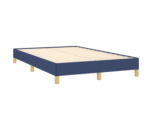 Cama box spring con colchón tela azul 120x190 cm