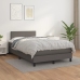 Cama box spring con colchón cuero sintético gris 120x190 cm