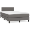 Cama box spring con colchón cuero sintético gris 120x190 cm