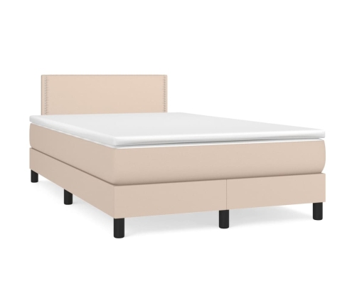 Cama box spring con colchón cuero sintético capuchino 120x190cm