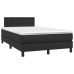 Cama box spring con colchón cuero sintético negro 120x190 cm