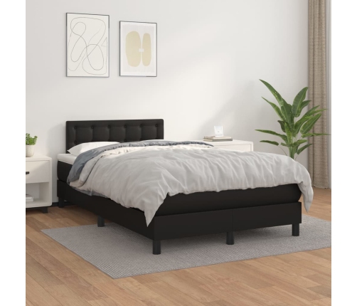 Cama box spring con colchón cuero sintético negro 120x190 cm