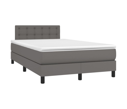 Cama box spring con colchón cuero sintético gris 120x190 cm