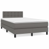 Cama box spring con colchón cuero sintético gris 120x190 cm