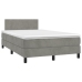 Cama box spring con colchón terciopelo gris claro 120x190 cm