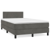 Cama box spring con colchón terciopelo gris oscuro 120x190 cm