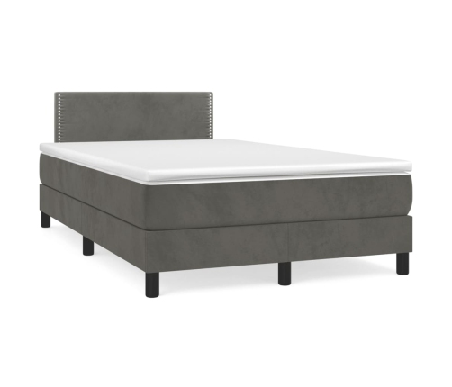 Cama box spring con colchón terciopelo gris oscuro 120x190 cm