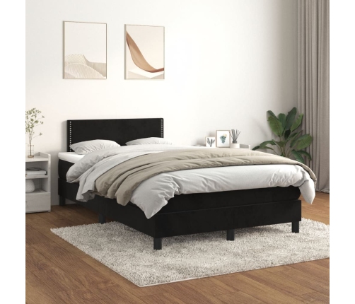 Cama box spring con colchón terciopelo negro 120x190 cm