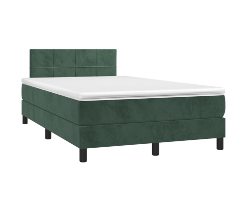 Cama box spring con colchón terciopelo verde oscuro 120x190 cm