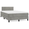 Cama box spring con colchón terciopelo gris claro 120x190 cm