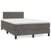 Cama box spring con colchón terciopelo gris oscuro 120x190 cm