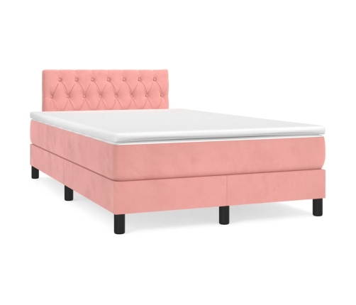 Cama box spring con colchón terciopelo rosa 120x190 cm