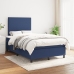 Cama box spring con colchón tela azul 120x190 cm