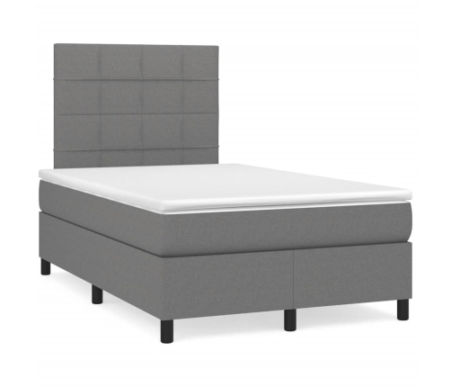 Cama box spring con colchón tela gris oscuro 120x190 cm