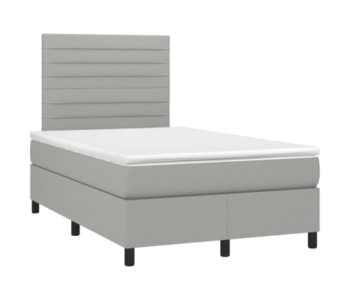 Cama box spring con colchón tela gris claro 120x190 cm