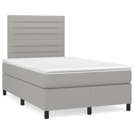 Cama box spring con colchón tela gris claro 120x190 cm