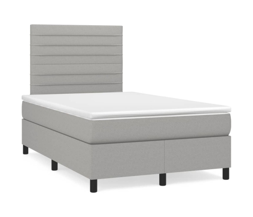 Cama box spring con colchón tela gris claro 120x190 cm