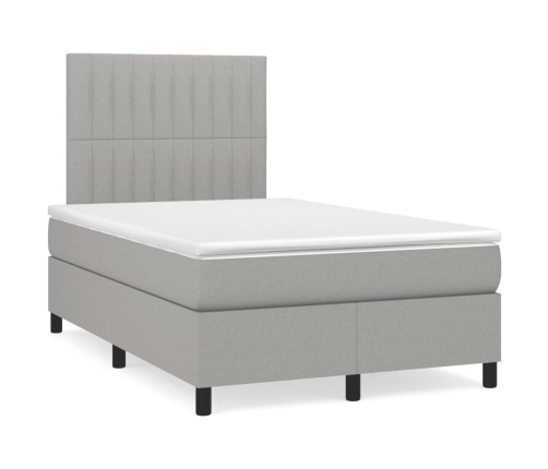 Cama box spring con colchón tela gris claro 120x190 cm