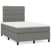 Cama box spring con colchón tela gris oscuro 120x190 cm