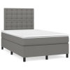 Cama box spring con colchón tela gris oscuro 120x190 cm