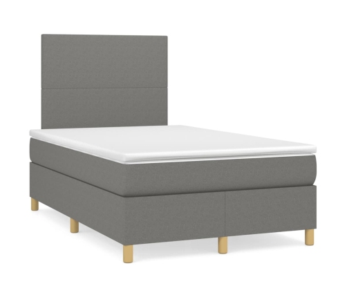 Cama box spring con colchón tela gris oscuro 120x190 cm