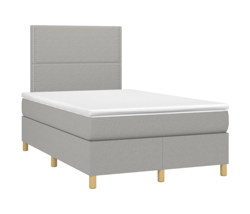 Cama box spring con colchón tela gris claro 120x190 cm