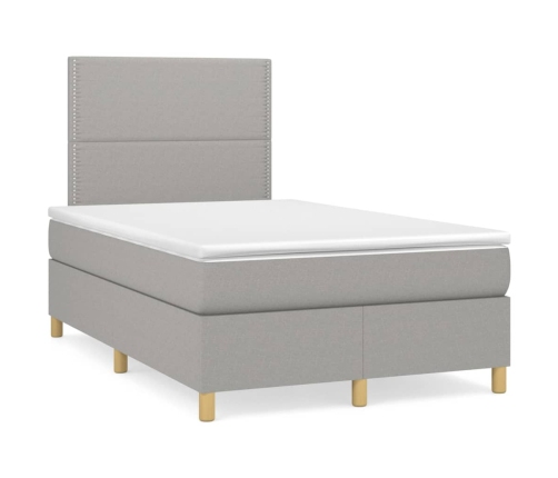 Cama box spring con colchón tela gris claro 120x190 cm