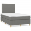 Cama box spring con colchón tela gris oscuro 120x190 cm