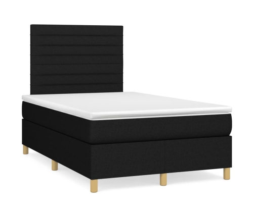 Cama box spring con colchón tela negro 120x190 cm