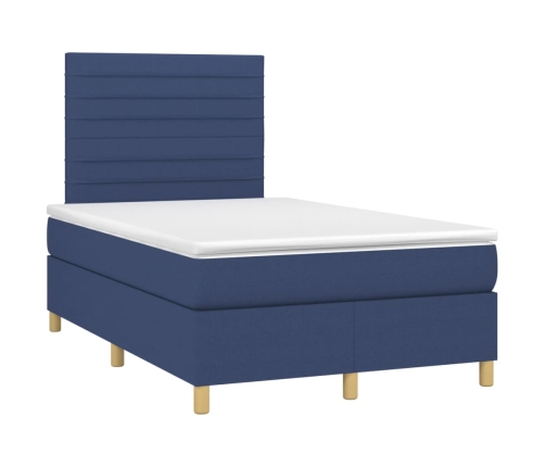 Cama box spring con colchón tela azul 120x190 cm