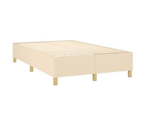 Cama box spring con colchón tela color crema 120x190 cm