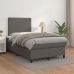 Cama box spring con colchón cuero sintético gris 120x190 cm