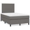 Cama box spring con colchón cuero sintético gris 120x190 cm