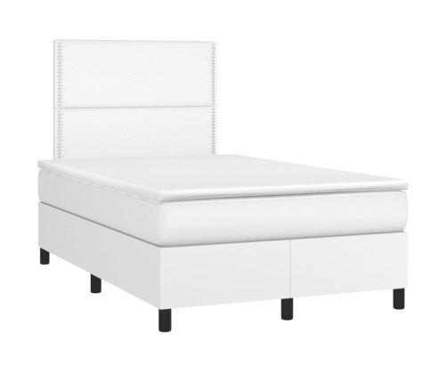 Cama box spring con colchón cuero sintético blanco 120x190 cm