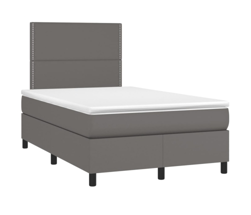 Cama box spring con colchón cuero sintético gris 120x190 cm