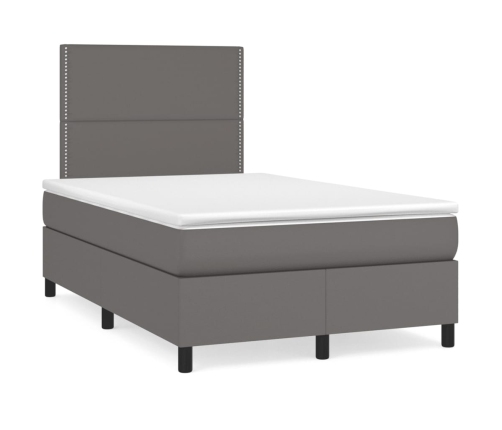 Cama box spring con colchón cuero sintético gris 120x190 cm