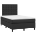 Cama box spring con colchón cuero sintético negro 120x190 cm