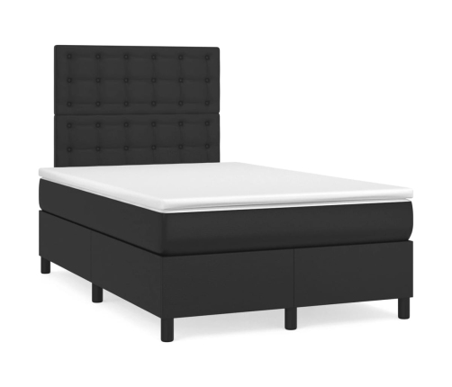 Cama box spring con colchón cuero sintético negro 120x190 cm