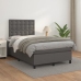 Cama box spring con colchón cuero sintético gris 120x190 cm