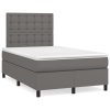 Cama box spring con colchón cuero sintético gris 120x190 cm